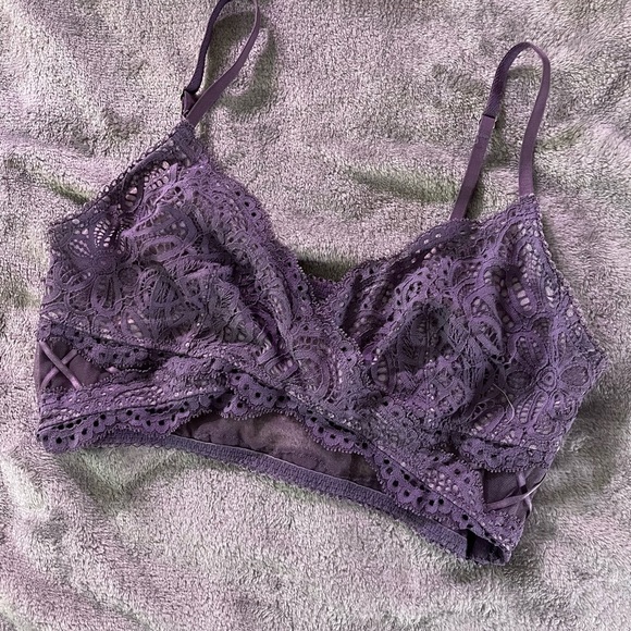 Victoria's Secret Dream Angels Purple Lace Cross Bralette - Picture 2 of 5